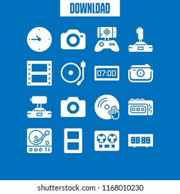 analog icon. 16 analog vector set. film strip, film roll, recorder and vinyl icons for web and design about analog theme