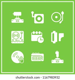 analog icon. 9 analog vector set. vinyl, calendar times, recorder and old camera icons for web and design about analog theme