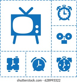 Analog icon. set of 6 analog filled icons such as alarm
