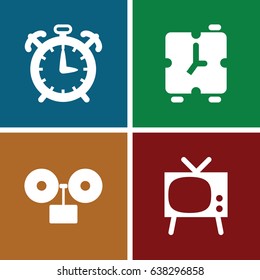 Analog icons set. set of 4 analog filled icons such as alarm