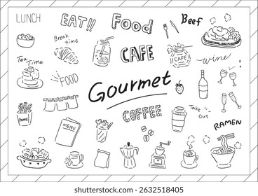 Coleção de ilustração analógica de comida gourmet