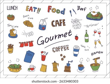 Coleção de ilustração analógica de comida gourmet