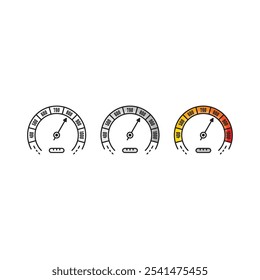 indicador analógico no fundo branco. Conceito de velocímetro para negócios, esportes, mundo da tecnologia. conjunto de indicadores