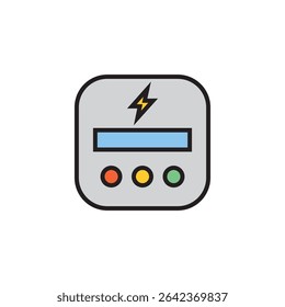 Analog Kilowatt hour electric metere concept, Digital power supply meter on white background, Front View Energy Consumption Measurement Device Vector Icon design