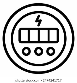analog kilowatt meter vector, digital meter black icon