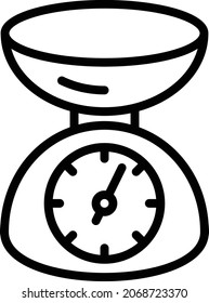 Analog Kitchen scale with bowl Concept, Dial Reading  Vector Line Icon Design, Weight Measuring device Symbol, Mass balances Sign, Traditional scale Stock Illustration