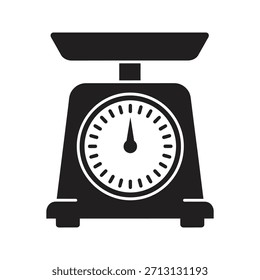 Balanza de cocina analógica medida de peso herramienta de equilibrio símbolo de glifo sólido elemento de diseño de Vector cocción equipo de preparación de horneado masa pesada