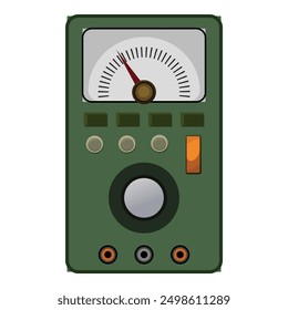 Analog measuring device with buttons and knobs showing the current value on a scale