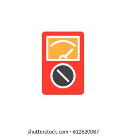 Analog multimeter colorful vector icon, filled flat sign, solid pictogram isolated on white. Symbol, logo illustration. Pixel perfect