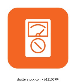 Analog multimeter flat icon, filled vector sign, colorful pictogram on rounded square button isolated on white. Symbol, logo illustration. Flat design, pixel perfect