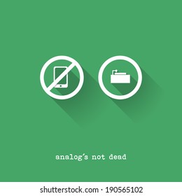 Analog Is Not Dead - Phone versus Vinyl - Vector Illustration
