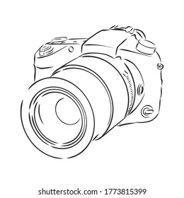 Analog Photo Camera Sketch Drawing Isolated Stock Vector (Royalty Free ...