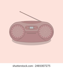 analog retro radio illustration cd player cassette player