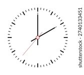 Analog simple clock concept on white background. vector thin clock symbol. Seconds, minutes, hours concept