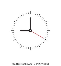 analog simple clock concept on white background. vector thin clock symbol. seconds, minutes, hours concept