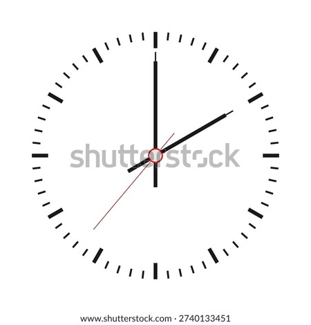 Analog simple clock concept on white background. vector thin clock symbol. Seconds, minutes, hours concept