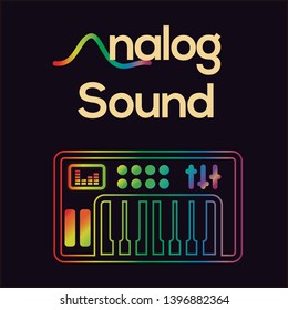 Analog sound keyboard multicolor with text