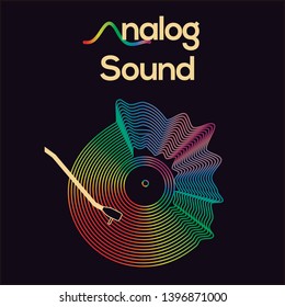 Analog sound vinyl multicolor with text