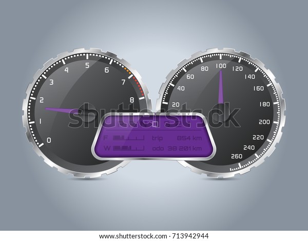 Analog\
speedometer design with digital lcd\
display