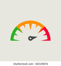 Analog speedometer flat web icon. Abstract speedometer. Vector graphics