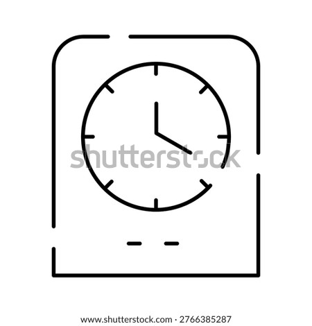 Analog square clock face with hour and minute hands, minimalist icon representing time, deadlines, scheduling, reminders, productivity, punctuality, and planning tools