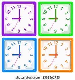 Analog Square Wall Clock Set,