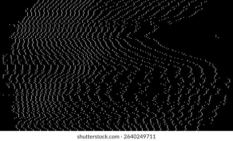 Analog Static Noise With Digital Pixel Glitch Effect. VHS Corrupted Signal and Damaged TV Error Distortion. Retro CCTV Overlay Texture Background. Vector Illustration.