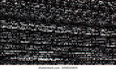 Analog Static Noise Glitch Effect. Digital Pixel Noise. VHS Corrupted Signal. Damaged Error Television Image. Glitchy CRT Overlay Texture. Vector illustration.