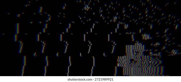 Efecto Glitch de ruido estático analógico. Ruido de píxel digital. Señal dañada del VHS. Imagen dañada del televisor de error. Ilustración vectorial.
