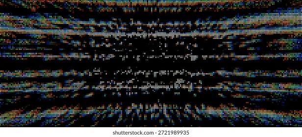 Efecto Glitch de ruido estático analógico. Ruido de píxel digital. Señal dañada del VHS. Imagen dañada del televisor de error. Ilustración vectorial.
