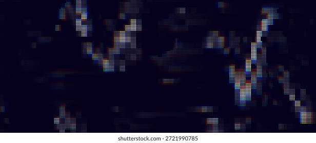 Analoger statischer Rauschunterdrückungseffekt. Digitales Pixelrauschen. VHS beschädigtes Signal. Fernsehbild mit beschädigtem Fehler. Vektorgrafik.
