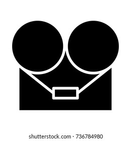 Analog stereo open reel tape deck recorder icon. 96x96 for Web Graphics and Apps. Simple Minimal Pictogram. Vector