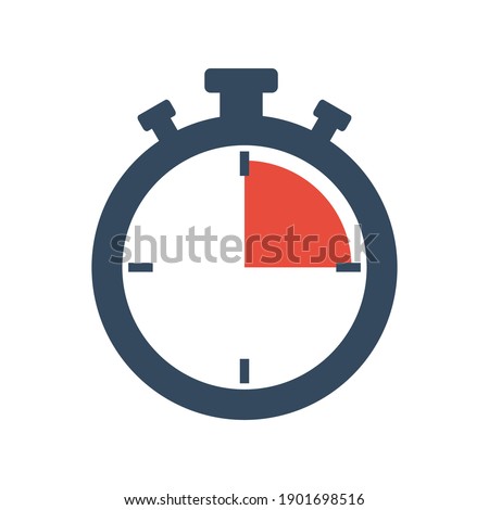 analog stopwatch with 15 seconds interval, vector icon