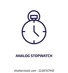 analog stopwatch icon from general collection. Thin linear analog stopwatch, timer, hour outline icon isolated on white background. Line vector analog stopwatch sign, symbol for web and mobile