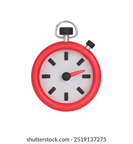 Analog stopwatch icon rendering. Vector 3d illustration on isolated white background