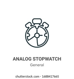 Icono vectorial de contorno de cronómetro analógico. Icono de cronómetro analógico en línea delgada, ilustración de elemento simple vector plano del concepto general editable trazo aislado en fondo blanco