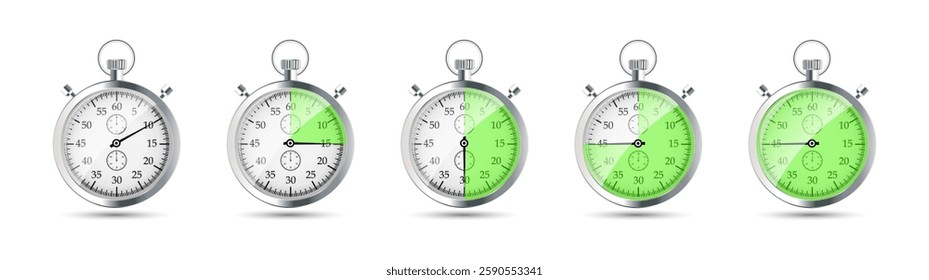 Analog Stopwatch with Timer Highlights Vector Set