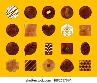Analog style chocolate illustration set : vector
