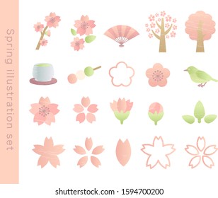 
Analog style spring illustration set