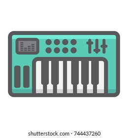 Analog synthesizer filled outline icon, music and instrument, piano sign vector graphics, a colorful line pattern on a white background, eps 10.