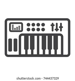 Analog synthesizer line icon, music and instrument, piano sign vector graphics, a linear pattern on a white background, eps 10.