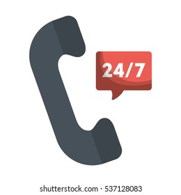 analog telephone 24 7 service  icon image vector illustration design 