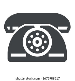 analog telephone black icon on white background