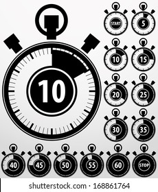 Analog timer icons set, vector illustration 