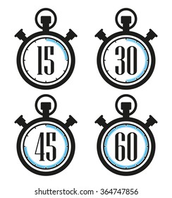 Analog timer icons set, vector illustration