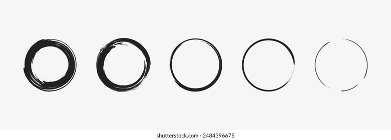 Analog touch material. The texture of the brush, ink rings. Grunge circles. Vector illustration