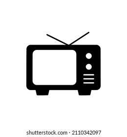 Analog-TV-Symbol auf schwarz-weißem Hintergrund, gefüllt