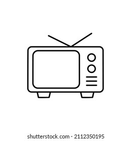 Analog TV Icon in black line style icon, style isolated on white background