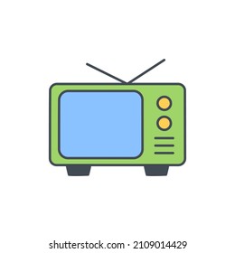 Analog TV Icon in color icon, isolated on white background 