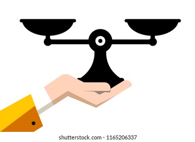 Analog Vector Scales Symbol in Human Hand Isolated on White Background